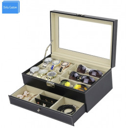 Double Layer Watch Jewelry Bracelet Sunglass Collect Jewel Case Box Storage WB Series Display Casket watch jewelry boxes WBG1070