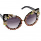 Fashion Sunglasses Women New Brand glasses Metal jewel with Rhinestones Decoration Cat Eye Sunglasses Vintage Shades Oculos