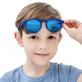 Kids Sunglasses Polarized TR90 Flexible Sun Glasses Boys Blue UV400 Eyewear Round Children Sunglasses