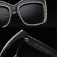 Oversized Sunglasses for Women Handmade Rhinestone Jeweled Cateye Rectangle Sunglasses