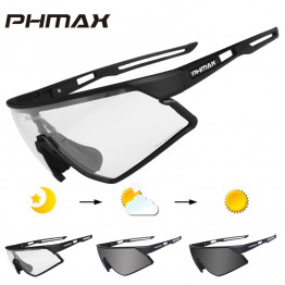 PHMAX Photochromic Cycling Glasses UV400 Outdoor Sports Sunglasses Anti Glare Lightweight Bike Cycling Eyewear Myopia Frame