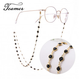 Teamer 78cm Black Crystal Beads Glasses Chains  Fashion Women Men Eyewear Accessories Sunglasses Lanyard Strap Cord