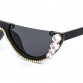 Trendy Diamond Cat Eye Sunglasses Women Luxury Brand Designer Crystal Sexy Cateye Metal Jewel Frame Rhinestone Eyewear Oculos