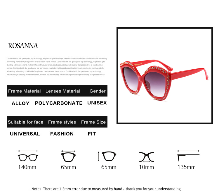 ROSANNA-New-Oversized-Women-Sunglasses-Fashion-Glasses-Special-Kisses-Shades-Brand-Designer-jewel-Su-32840275581