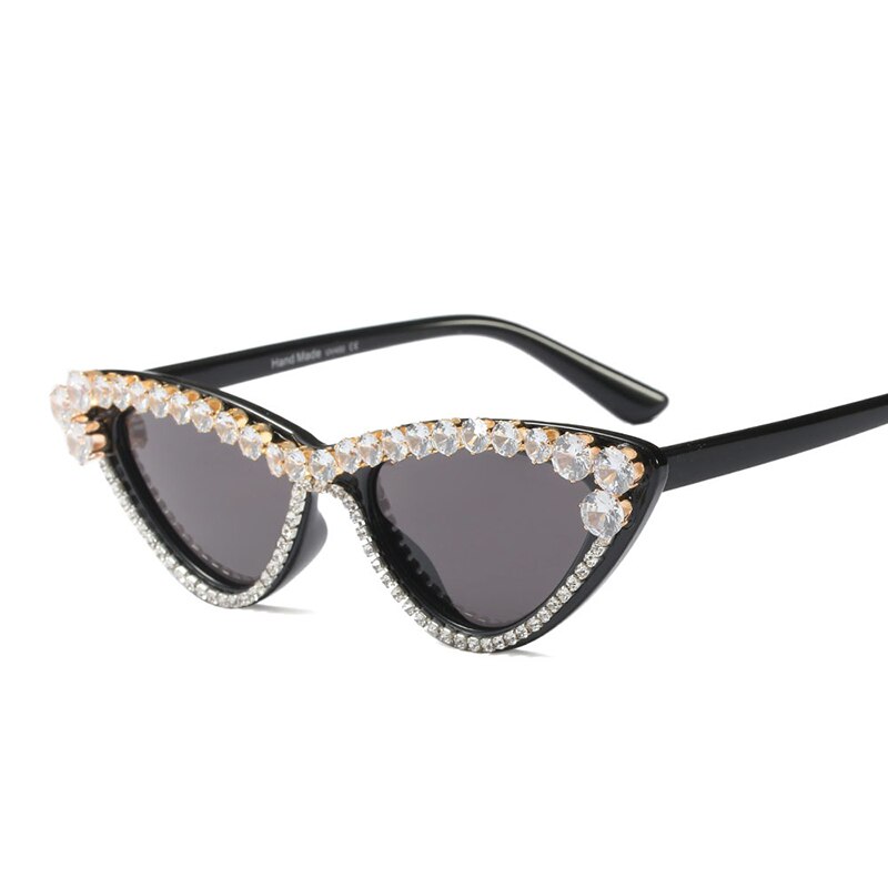 Vintage-Retro-Women-Cateye-Sunglasses-Rhinestone-Crystal-Bling-Trim-Jeweled-Frame-Costume-Glasses-33034923820